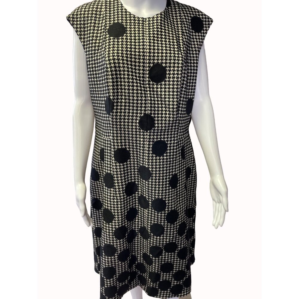 Akris Punto Women's Black & White Houndstooth Dress Sleeveless Size 12 SKU 5535